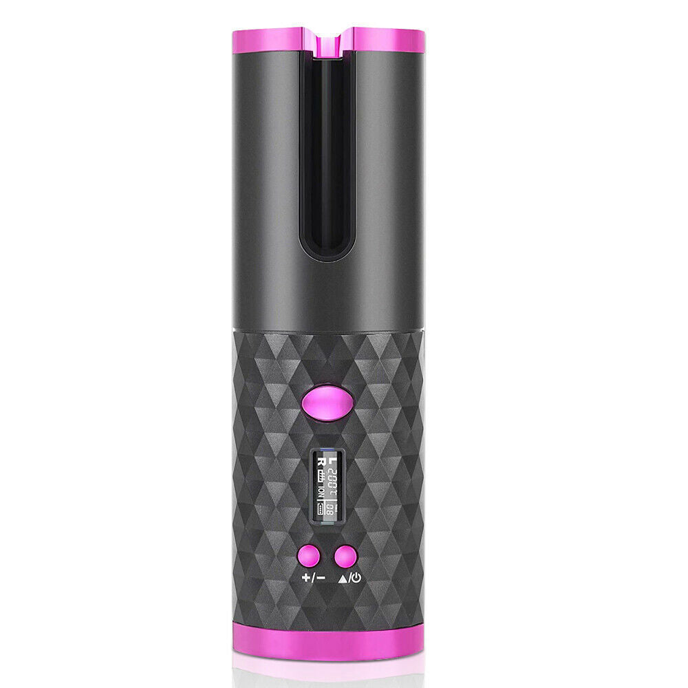 Electric LCD Display Automatic Rotating Cordless Hair Curler Fast Curling Iron Tongs Portable USB Rechargeable With Comb Safe USB Cordless Automatic Rotating Hair Curler Hair Waver Curling Iron - MeNelly’s Boutique