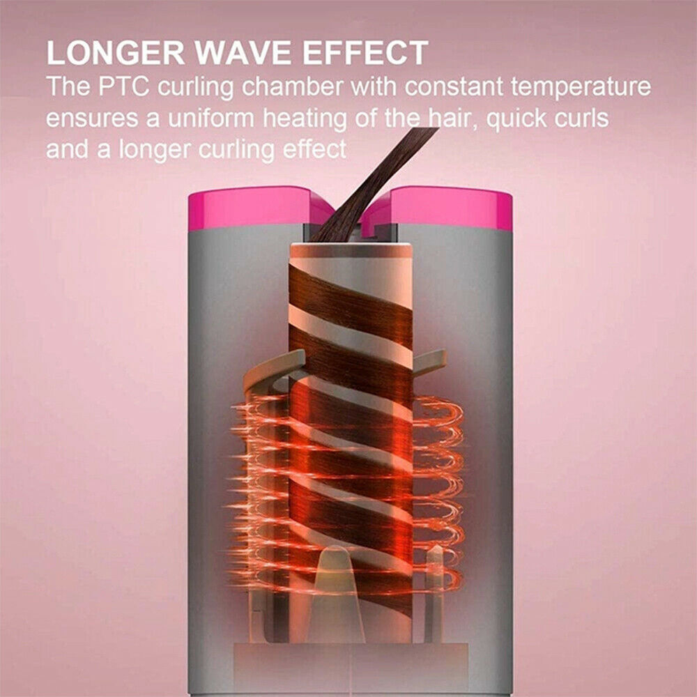 Electric LCD Display Automatic Rotating Cordless Hair Curler Fast Curling Iron Tongs Portable USB Rechargeable With Comb Safe USB Cordless Automatic Rotating Hair Curler Hair Waver Curling Iron - MeNelly’s Boutique