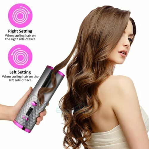 Electric LCD Display Automatic Rotating Cordless Hair Curler Fast Curling Iron Tongs Portable USB Rechargeable With Comb Safe USB Cordless Automatic Rotating Hair Curler Hair Waver Curling Iron - MeNelly’s Boutique 