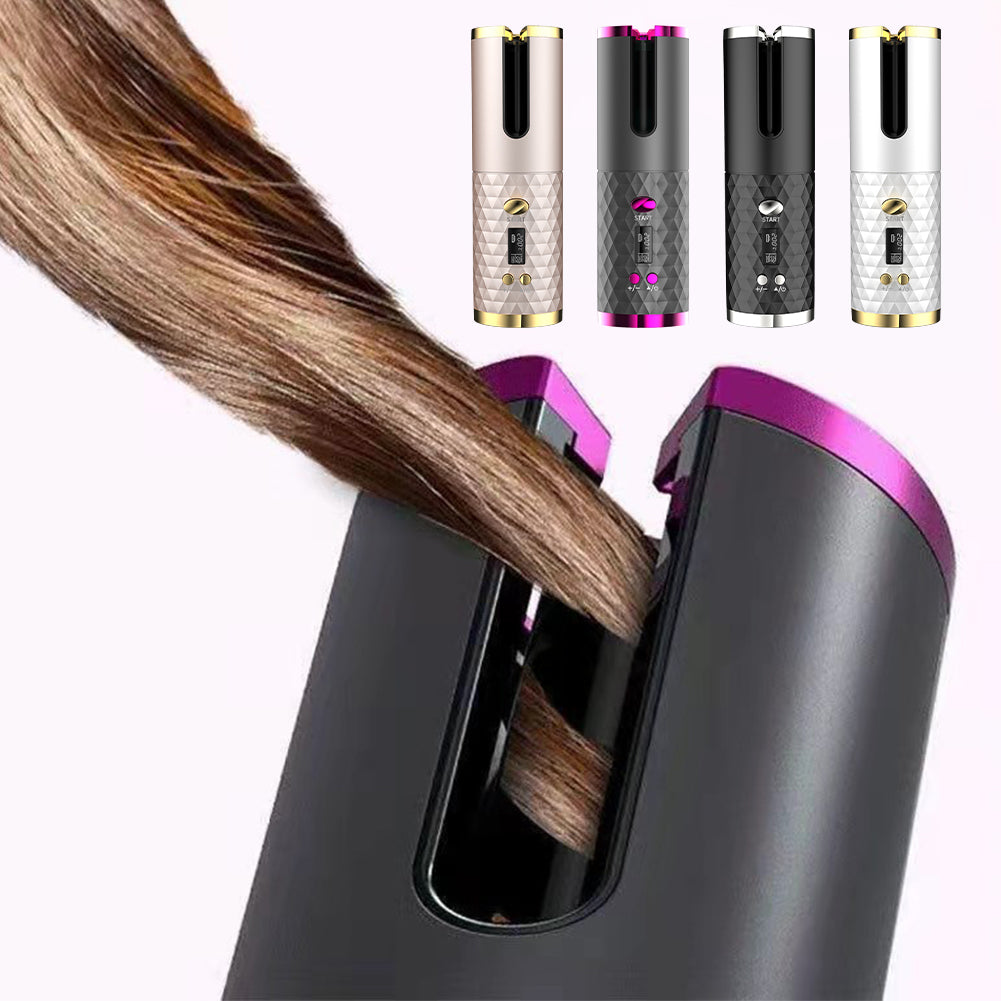 Electric LCD Display Automatic Rotating Cordless Hair Curler Fast Curling Iron Tongs Portable USB Rechargeable With Comb Safe USB Cordless Automatic Rotating Hair Curler Hair Waver Curling Iron - MeNelly’s Boutique 